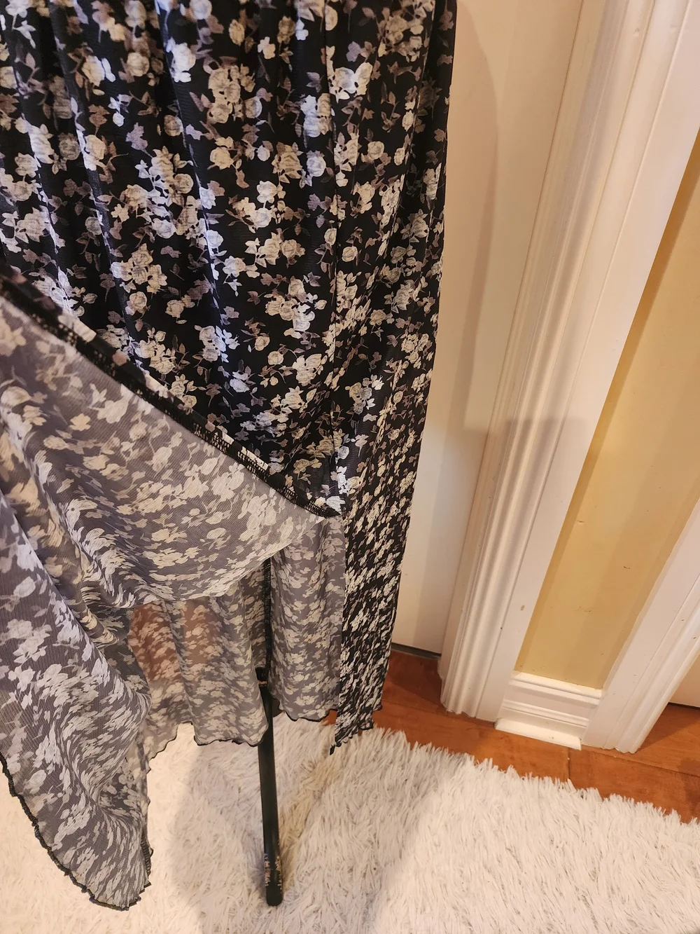 Black Floral Maxi Skirt with Elastic Waist